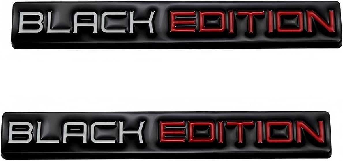 2pcs Black Edition Metal Emblem 3D Badge Replacement for Car Truck Side Door Bike Stickers Nameplate (Black White Red)