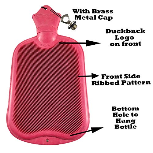 Image of Duckback Original Leakproof Hot Water Bag Bottle with Metal Cap for Pain Relief, Back pain, Neck pain, Stomach pain etc (Large 1.5 litres , Pink)