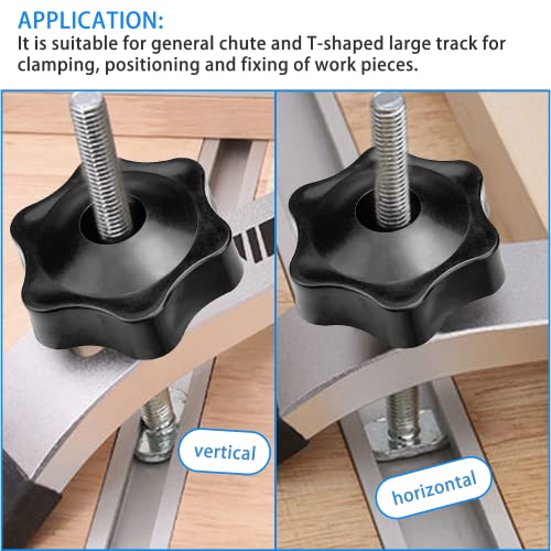 12 Stück T-Schiene Gleitmuttern M8 Nutensteine T-Nut Muttern Kit mit T-Schraube und Klemmknopf M8 Kunststoffgriff für Holzbearbeitung Werkzeug