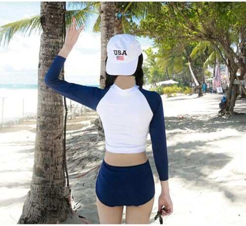 Image of Teen Girls Swimsuit Long Sleeve Rash Guard Swimwear with UPF50+ Bathing Suits Set with Paddings(7-16Years)