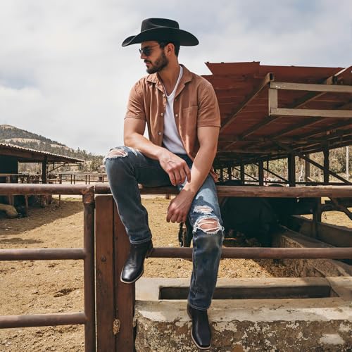 Cowboy Boots For Men with Wide Square Toe Western Retro Boot Durable Classic Fashionable Embroidered Country Pull On Resistant Boots4