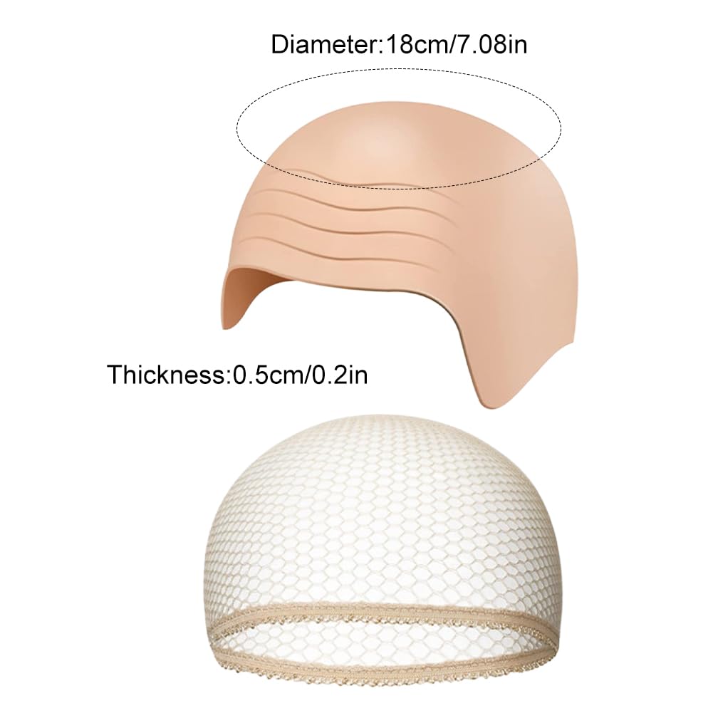 Maobeez Bald Caps Costume Set for Adults Makeup Bald Thick Latex Head Wig Cap, Reusable Cosplay B-ald Cap - Image 2