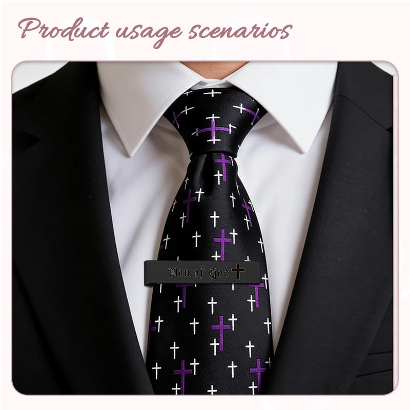 Set de corbatas religiosas clip para hombre miniatura 4