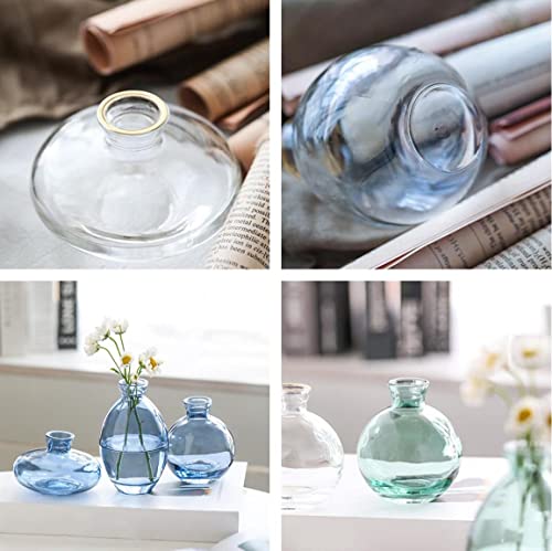 SHUILING Conjunto de 3 vasos de vidro para botões de vidro, pequenos vasos para flores, vasos de vid