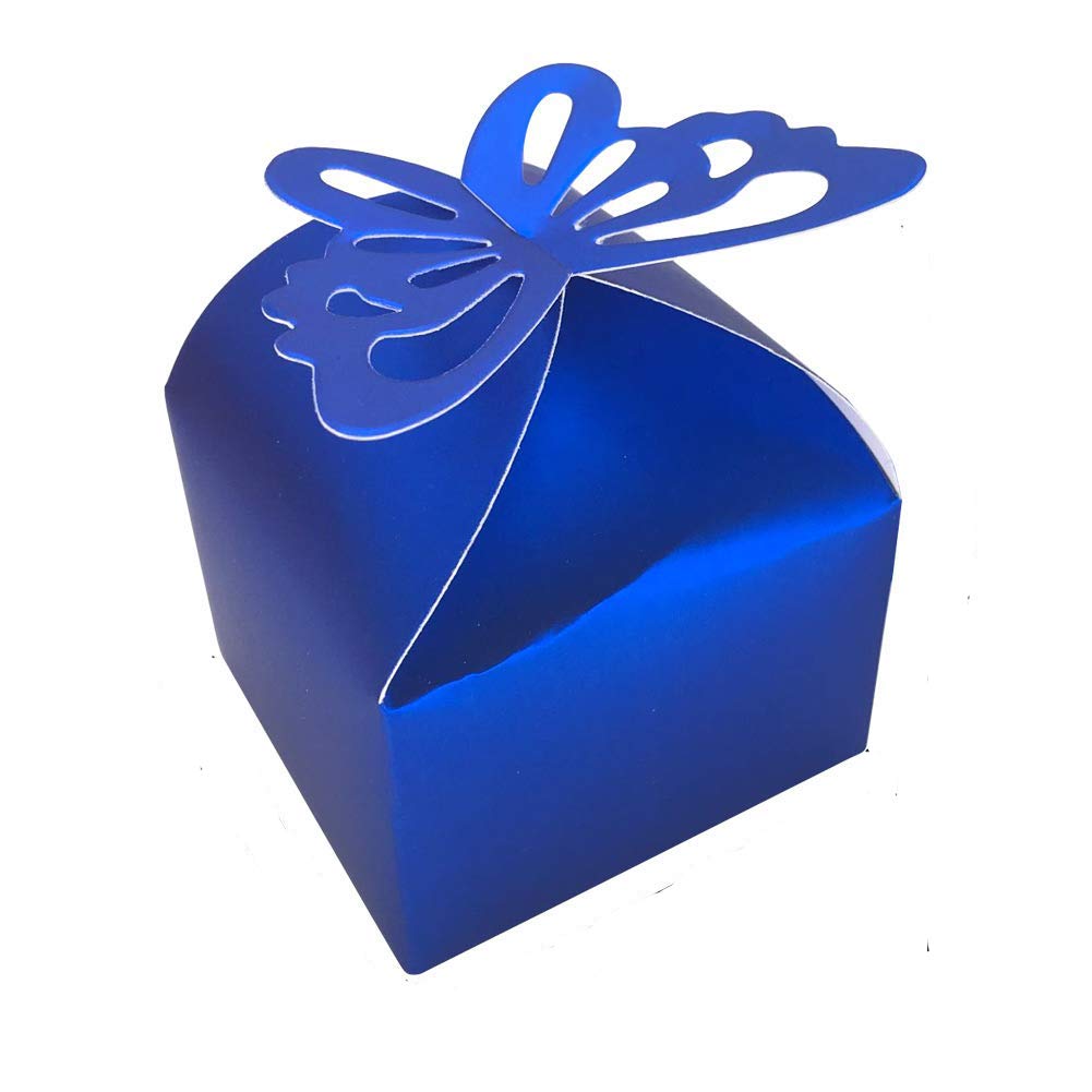 FOYARA 100Pcs Butterfly Wedding favor Box Blue Butterfly Candy box Paper Gift Box for Bridal Shower Anniverary Wedding Party Favor