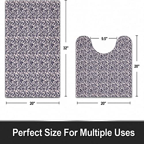 FALOME 2-teilige rutschfeste Badematte,Florale mittelalterliche viktorianische Blütenblätter barocke Blütenwirbel… – Bild 3