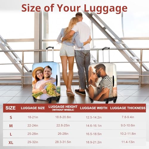 Custom Luggage Cover Personalized Suitcase Covers For Luggage with Photo Text Name Logo Double Sided Customized Elastic Washable Anti-Scratch Suitcase Cover For Travel Business(S)4