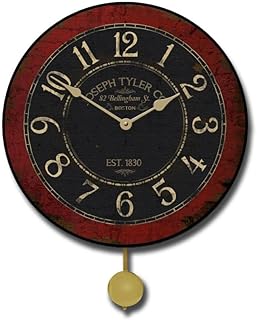 Bellingham Red Pendulum Wall Clock | Ultra Quiet Quartz Mechanism | Hand Made in USA Beautiful Crisp Lasting Color | Comes in 8 Sizes | 24-Inch