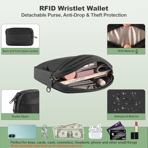 Image of YFWE Clip and Go Strap for Phone with Wallet Crossbody, Adjustable Phone Lanyard with Detachable RFID Wristlet Wallet, Universal Phone Strap with 360 Rotatable Phone Tabs for All Phones (Black)