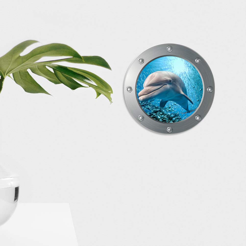 Stickers Decorativos De Ventana Submarina Diseño De Delfines Para Habitaciones Infantiles y Salones Pegatinas Extraíbles Para Decorar El Hogar