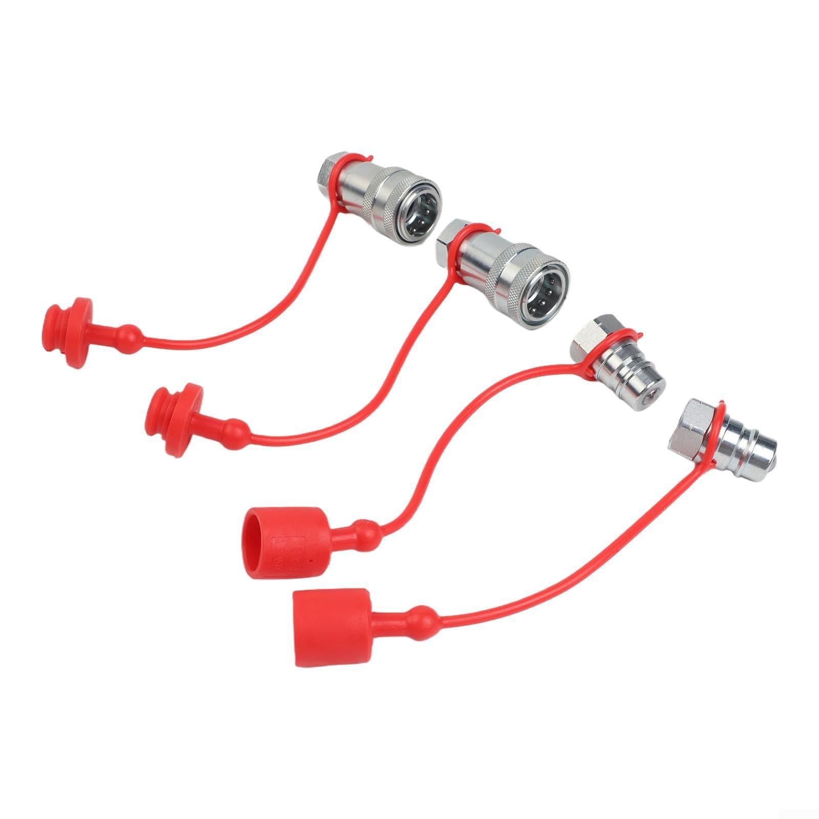 ISO5675 Juego de acopladores hidráulicos de conexión rápida para tractores NPT 1/4 3/8 1/2 pulgadas acero al carbono 4000 PSI presión de trabajo 12 GPM tasa de flujo (NPT3/8)