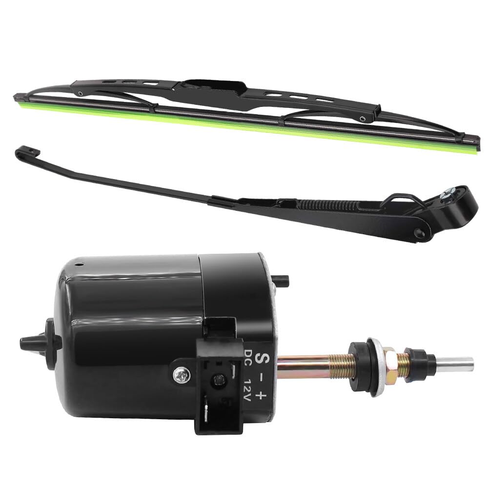 Motore Tergicristallo 12V Universale con Braccio e Lama, Braccio Motore Tergicristallo 105°, Motore Tergicristallo Universale per Barche da Pesca, Roulotte e Camper