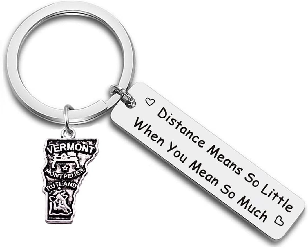 JJTZXLong Distance Gift Distance Means So Little When You Mean So Much State Map keychain for Couples Birthday Gift