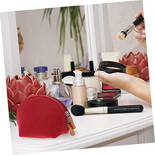 1Pc Stylish Red PU Sequined Coin Purse for Creative Shell Design Durable Wallet for Change and Cosmetics for2