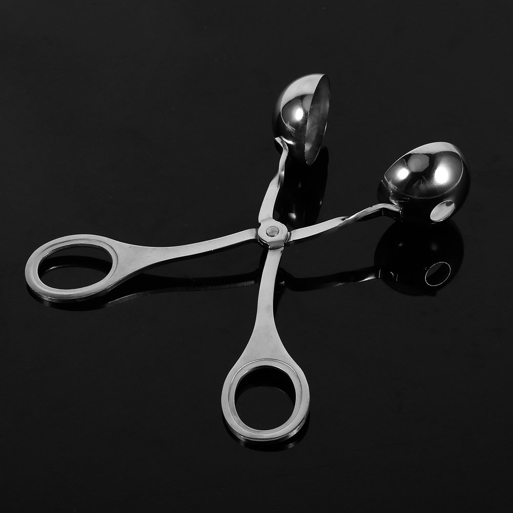 BORDSTRACT Home Maker Non Stick Meat Melon Baller Maker, Stainless Steel Dough Meatball Scoop, Small Size, Silver