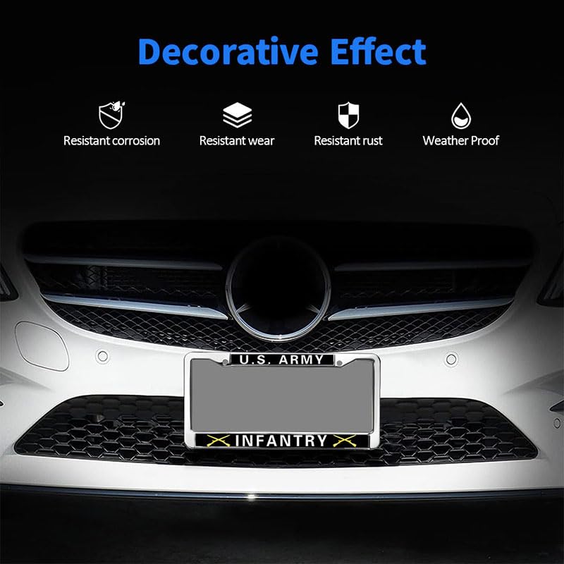 Image of US Army Infantry License Plate Frame for Independence Day US Army Infantry Scratch-Resistant License Plate Frame Army Infantry Pride License Plate Frame Spiritual Gift for Infantry Solider