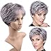 Lady Miranda Short Layers Hair Black Mixed Gray Color High Temperature Synthetic Wigs Heat Resistant Weave Full Wigs For Ladies(black&gray)