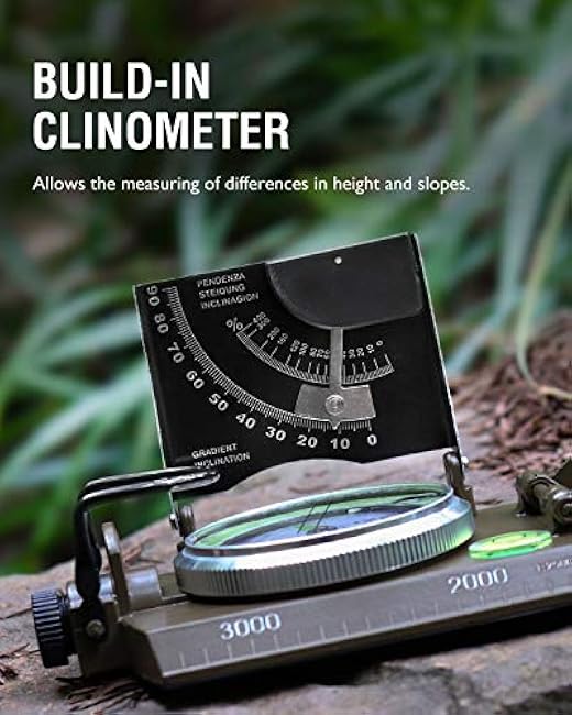 Eyeskey Multifunctional Military Sighting Navigation Compass with Inclinometer | Impact Resistant & Waterproof Compass for Hiking, Camping