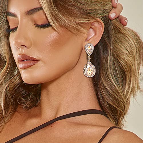 BriLove Women's Fashion Wedding Bridal Crystal Teardrop Infinity Dangle Earrings2