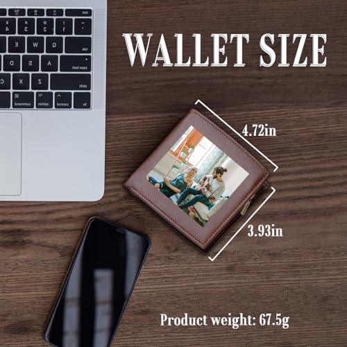 Personalized Leather Wallets for Men with Picture, Custom Photo Wallet Gift for Dad Son Family Father's Day Christmas (Leather)4