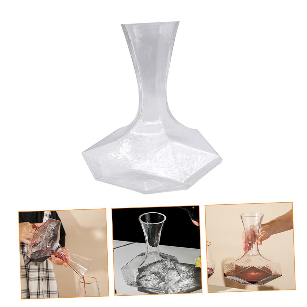 Caraffa Decanter Geometrica in Vetro per Vino e Liquori | Design Creativo a Diamante, Stabile Sul Piano, Facile da Pulire, Adatta a Cucina e Bar