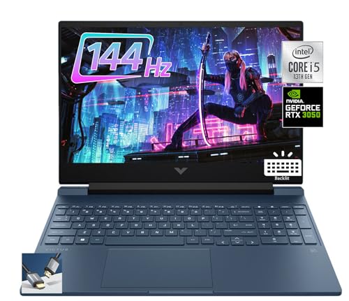 HP Victus 15.6" FHD 144Hz IPS Gaming Laptop - Intel Core i5-13420H - NVIDIA GeForce RTX 3050 - Micro-Edge - Wi-Fi6 - BT 5.3 - Backlit KB - Blue Win11 W/HDMI (16GB RAM | 1TB PCIe SSD)