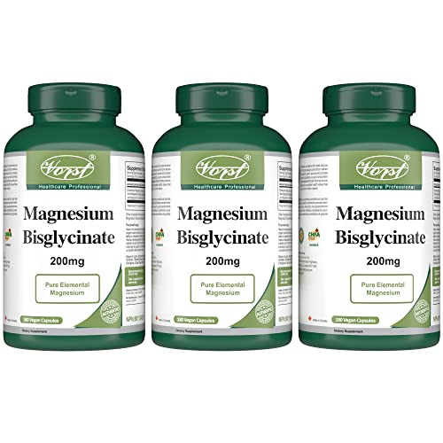 VORST Magnesium Bisglycinate 200mg 3 x 180 Vegan Capsules (Gentle) | Promotes Bone Health | Bis-Glycinate Supplement for Men & Women | Powder Pills | 3 Bottles