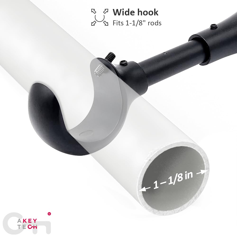 Wsporniki karnisza 15 cm, wytrzymały, duży wspornik karnisza, bardzo długi uchwyt na karnisz od 3/4 do 2,5 cm, 4 szt. wsporników do karniszy, montażu ściennego, zestaw czterech, czarny