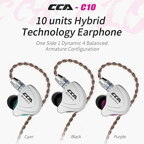 CCA C10 High-Performance in-ear monitor, HiFi 1DD 4BA hybride vijf drivers in-ear oortelefoon, zinklegering schelp+hars… - Afbeelding 3