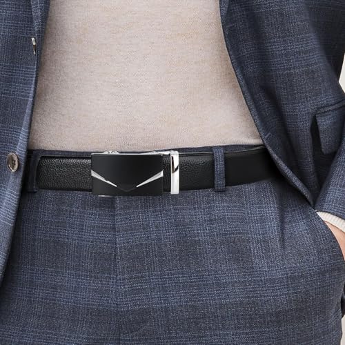 Men's Automatic Buckle Belt, Durable Leather, Versatile For Casual & Business, 130cm/51.2in2