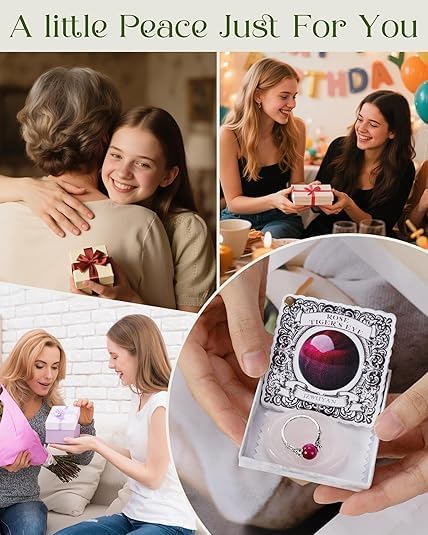 Decompression Swivel Ring - 925 Sterling Silver Natural Gemstone Ring with Amethyst, Moonlight, Obsidian, Garnet, Anxiety Relief Crystal Healing Jewelry Gift for Women Mom Daughter She (Rose Tiger's Eye, 6)