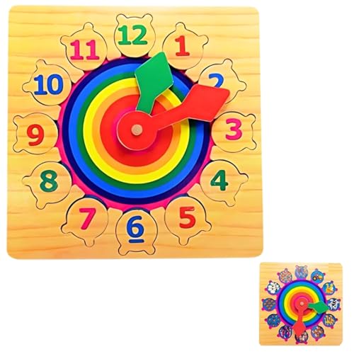Image of PLUSPOINT Wooden Clock Learning Puzzle for Kids Teaching Time Learning Clock Early Learning Educational Toy Gift for 3 Year Old Toddler Baby Kids Montessori Toys for Toddlers (Puzzle Clock)