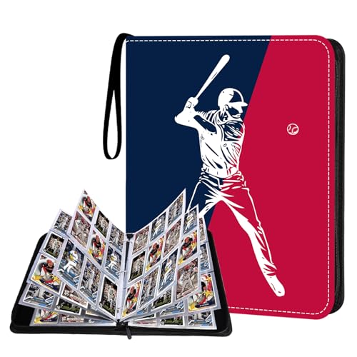 Zeatta Baseball Card Binder 900 Pockets, 50 Sleeves Trading Card Holder Album, 3-Ring Zippered Sports Card Organizer Display Storage Protectors, Gift for Baseball Card Collectors