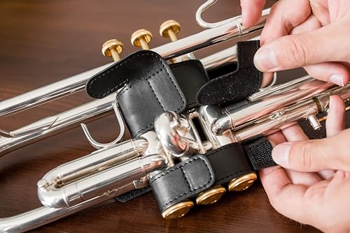 ArtOne Trumpet Valve Guard Vegan Artificial leather eco-friendly Trumpet Valve Protector Vegan Trumpet Accessories Trumpet Valve Cover Brass accessories (Model XL, Black)