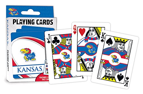 Image of MasterPieces Family Games - NCAA Kansas Jayhawks Playing Cards - Officially Licensed Playing Card Deck for Adults, Kids, and Family