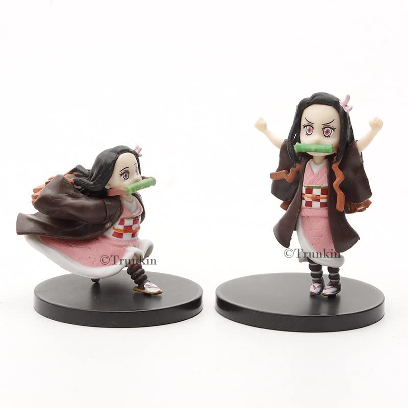 Image of Trunkin Demon Slayer Nezuko Set Of 5 Rubber Figurines Anime Weeb Manga Collectible Action Figure Toys,Multicolor