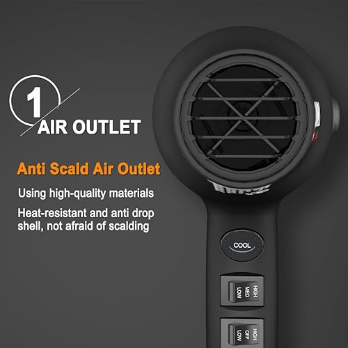Miniatura 5 de JINRI - Secador de pelo 1875W Difusor de soplado para salón y uso personal - Potente, secado rápido con difusor, boquilla y peine para mujeres