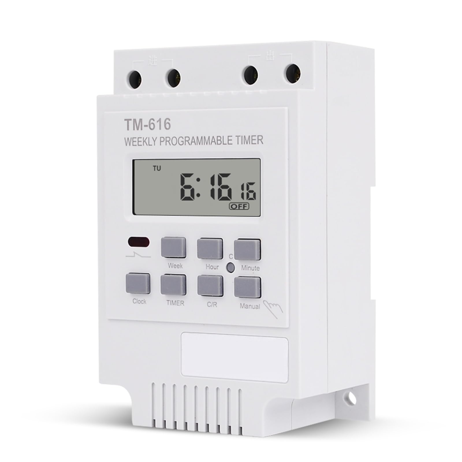 ZERVA Temporizador de Control de relé del Interruptor DE Tiempo Digital programable semanal, Montaje en riel DIN de 220 V (Size : Black)