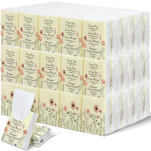 Image of Ctosree 50 Pack Pocket Tissues Travel Packs Bulk 500 Sheet Small Tissues Pocket Packs 3 Ply Mini Travel Size Individual(Wild Flower)