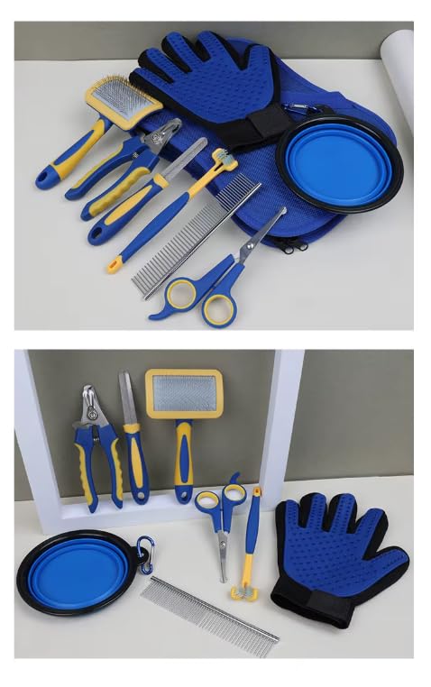Pet Grooming Kit for Dogs Cats 8 in1 Brush Shedding & Deshedding Tools for Long and Short Haired Dogs and Cats Dematting Comb Set - Image 2