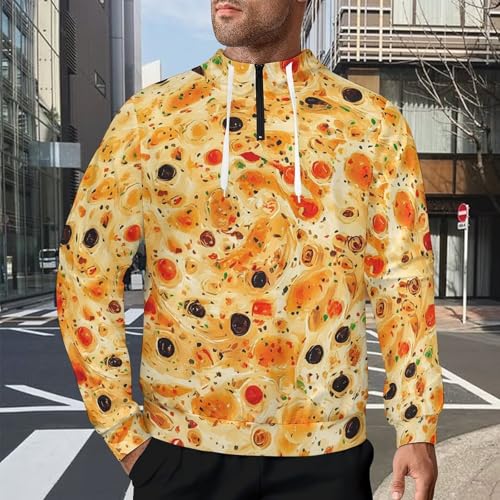 Burrito Tortilla Pattern Men's Quarter Zip Drawstring Hoodies Long Sleeve Sweatshirt Casual Pullover2