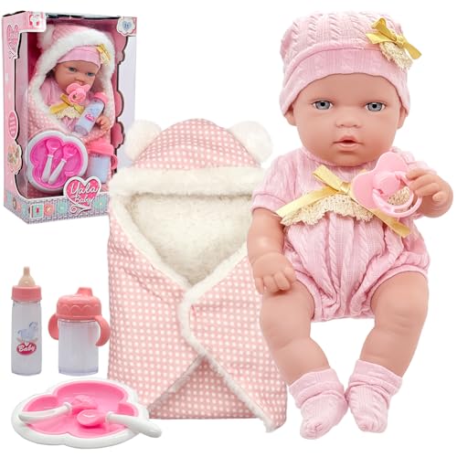 Muñeca bebé con accesorios y manta suave de 12 pulgadas miniatura 1