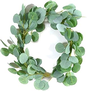 Sprießen Guirnalda Vines de Eucalipto Artificial Vines，2M Silver Dollar Seda Hojas Guirnalda Pare del Arco de la Fiesta Familiar y Halloween del Cumpleaños Boda Decoración