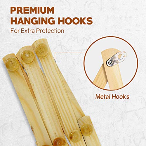 Set Of 2 Ram-Pro Accordion Style Wood Expandable Rack Hat, Cap, Belt, Umbrella Coffee Mug Wall Wooden Pegs #TOP3