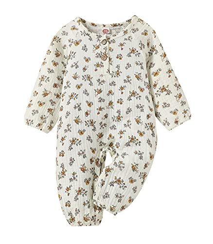 Image of Newborn Infant Baby Girls Floral Jumpsuit Soft Long Sleeve Romper Toddler Girls Autumn Clothes 0-18M