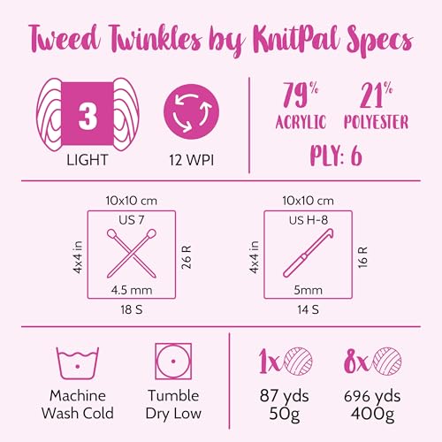 Image of Tweed Twinkles Soft Baby Yarn for Crocheting, 8-Pack (696Yds / 400G), Free Patterns - Acrylic Baby Blanket Knitting Yarn with Flecks - Size 3 DK Light Worsted Weight - Mint Blue