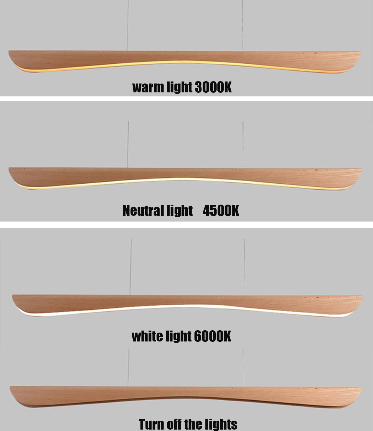 Bellastein LED Pendelleuchte esstisch holz Dimmbar, Moderne Hängelampe mit Fernbedienung,Linear Design Hängeleuchte Esstisch lampe, Höhenverstellbar Holzlampe für Esszimmer Büro Küchenlampe (120cm)