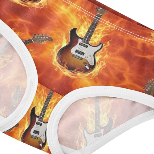 Cotton Girls Underwear Toddlers Electric Guitars Red Flames Panties for Girl Print Briefs Underpants 2t4