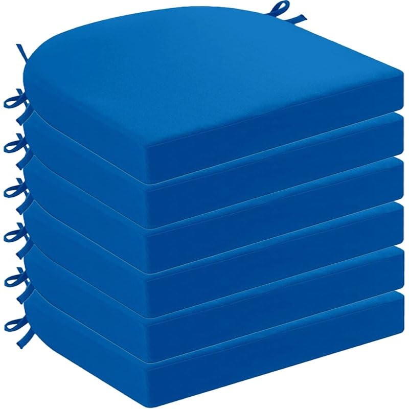 DOGACA Outdoor Chair Cushions Set of 2 4 6, Waterproof U-Shaped Seat Cushion with Ties & Zipper, Removable Washable Patio Chair Pads for Garden, Patio, Camp(20,6pcs:50 * 50 * 5cm)