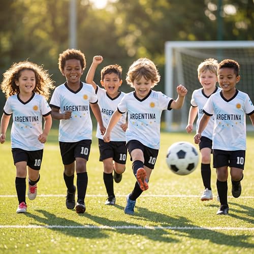 Image of Unisex Kids Soccer Jersey and Shorts Kit 2-Piece Set Boys Girls Football Outfits for Little Athlete 2-14 Years